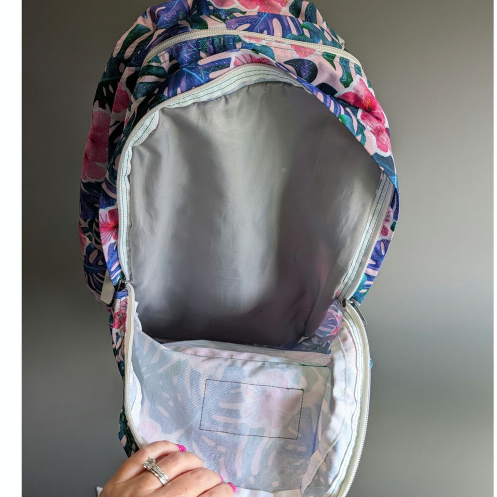 TRANS BY JANSPORT 17" SUPERMAX BACKPACK - MONSTERA VIBES - PINK FLORAL - Picture 5 of 7